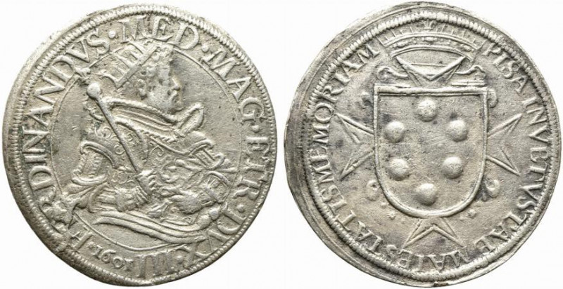 PISA. Ferdinando I De' Medici (1595-1608).Tallero 1601 Ag (27.68 g - 42.4 mm). D...