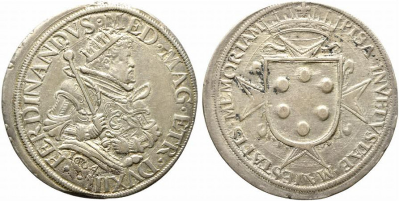 PISA. Ferdinando I De' Medici (1595-1608).Tallero 1604 Ag (28.2 g - 42.2 mm). D/...