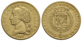 Vittorio Emanuele I (1802-1821) . 20 Lire. 1817 . AU R Pag. 5; Mont. 18. BB