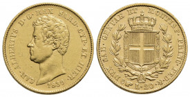 Carlo Alberto (1831-1849) . 20 Lire. 1839 T . AU Pag. 189; Mont. 59. qSPL/SPL+