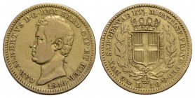 Carlo Alberto (1831-1849) . 10 Lire. 1844 G . AU RR Pag. 222; Mont. 95. MB