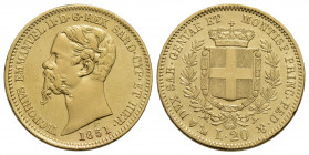 Vittorio Emanuele II (1849-1861) . 20 Lire. 1851 G . AU Pag. 339; Mont. 4. BB+/SPL
