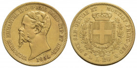 Vittorio Emanuele II (1849-1861) . 20 Lire. 1854 G . AU Pag. 345; Mont. 11. qBB