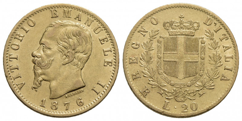 Vittorio Emanuele II Re d'Italia (1861-1878) . 20 Lire. 1876 R . AU Pag. 473; Mo...