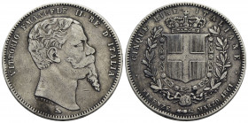 Vittorio Emanuele II Re d'Italia (1861-1878) . 5 Lire. 1861 F . AG RR Pag. 481; Mont. 161. bel BB
