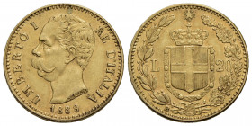 Umberto I (1878-1900) . 20 Lire. 1889 . AU R Pag. 584; Mont. 24. SPL-FDC