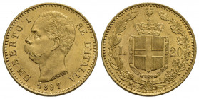 Umberto I (1878-1900) . 20 Lire. 1897 . AU R Pag. 588; Mont. 31. FDC