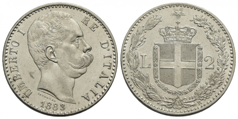 Umberto I (1878-1900) . 2 Lire. 1883 . AG Pag. 593; Mont. 37 Fondi speculari al ...