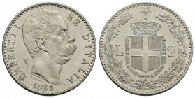 Umberto I (1878-1900) . 2 Lire. 1883 . AG Pag. 593; Mont. 37 Fondi speculari al R/. FDC