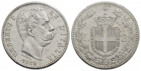 Umberto I (1878-1900) . 2 Lire 1885 . AG R Pag. 595; Mont. 40 Periziata Rocco di Torrepadula. SPL-FDC