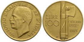 Vittorio Emanuele III (1900-1943). 100 Lire. 1923 Fascio . AU R Pag. 644; Mont. 12. BB-SPL