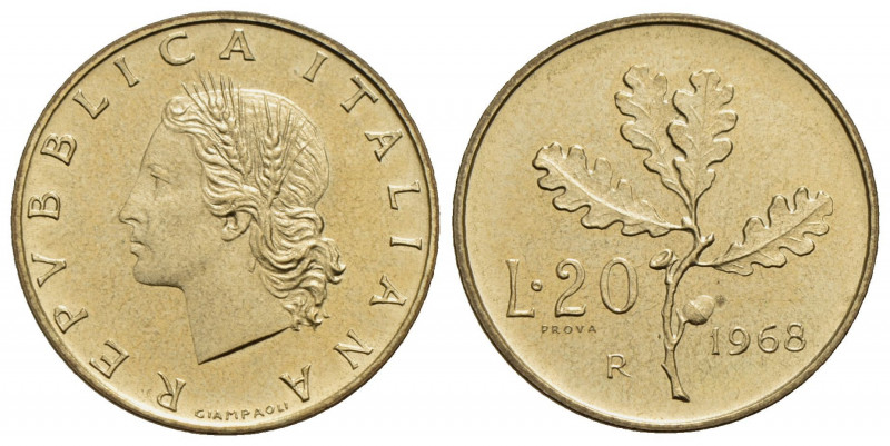 Repubblica Italiana (emissioni in lire) (1946-2001) . 20 Lire. 1968 - Ramo di qu...