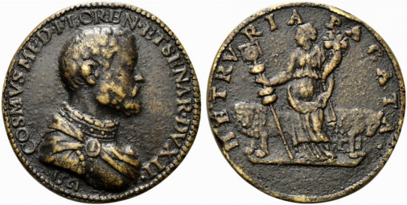 FIRENZE. Cosimo I de' Medici (1519-1574). Medaglia 1561 AE fusione (32.4 g - 38....