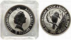 AUSTRALIA. Elisabetta II. Dollaro 1991 KOOKABURRA. Ag 1 Oz 31,1 g. Proof.