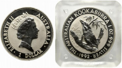 AUSTRALIA. Elisabetta II. Dollaro 1992 KOOKABURRA. Ag 1 Oz 31,1 g. KM#164. Proof.