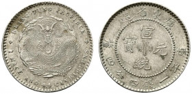 CINA. KWANGTUNG. 20 cents ND (1890-1908) 1 Mace and 44 Candareens. AG (5,40 g - 23,7 mm). Y#201. SPL+