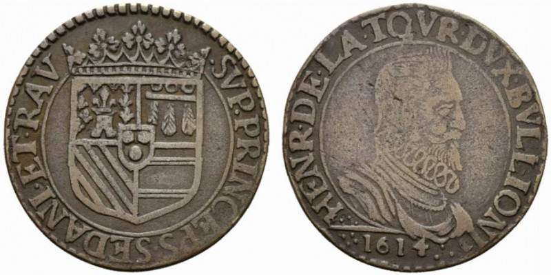 FRANCIA - Bouillon & Sedan. Henri De La Tour (1591-1623). 2 Liards 1614. Busto d...