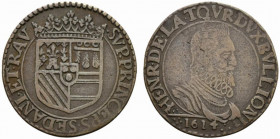 FRANCIA - Bouillon & Sedan. Henri De La Tour (1591-1623). 2 Liards 1614. Busto drappeggiato e corazzato a destra; R/scudo coronato. AE (3,67 g - 24,5 ...