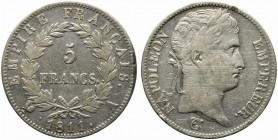 FRANCIA. Napoleone I. 5 Francs 1811 A. Ag (24,75 g). KM#694.1. qBB