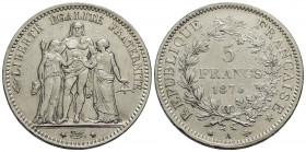 FRANCIA . Terza Repubblica (1870-1940) . 5 Franchi. 1875 A . AG R Kr. 820.1 A piccola. BB+