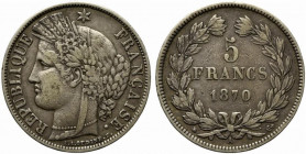 FRANCIA. 5 Francs 1870 A. Ag (24,75 g). KM#818.1. BB
