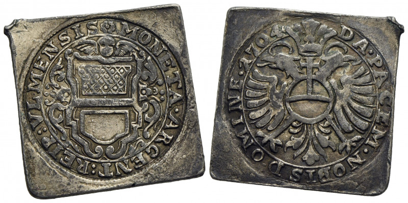 GERMANIA - ULM . Città Libera . Gulden. 1704 . (AG g. 5,58) R Kr. 90 Klippe. qSP...