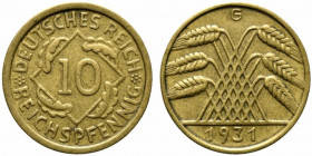 GERMANIA. 10 Reichspfennig 1931 G. KM#40 Rara. BB