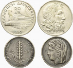 GRECIA. Lotto di 2 monete in argento, 10 e 20 dracme 1930. SPL