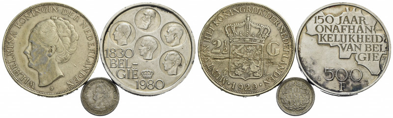 OLANDA . Guglielmina (1890-1948) . 2,5 Gulden. 1929 . AG NC Kr. 165 montatura as...