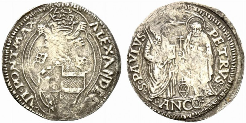 ANCONA. Alessandro VI (Rodrigo Borgia) 1492-1503. Grosso (Falso d'epoca ?). Stem...