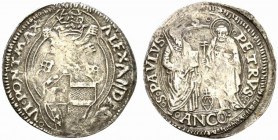 ANCONA. Alessandro VI (Rodrigo Borgia) 1492-1503. Grosso (Falso d'epoca ?). Stemma dei Borgia. R/San pietro e San Paolo. AG ?(3,22 g - 27.9 mm). qBB