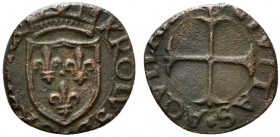 L'AQUILA. Carlo VIII di Francia (1495). Cavallo AE (1.76 g - 16 mm). Scudo coronato di Francia entro cerchio lineare. R/croce patente tripartita. CNI ...