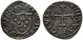 L'AQUILA. Carlo VIII di Francia (1495). Cavallo AE (1.95 g - 18.1 mm). Scudo coronato di Francia, bordo perlinato. R/croce patente Mauriziana radiata....