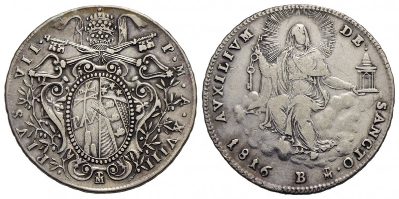 BOLOGNA . Pio VII (1800-1823) . Doppio giulio. 1816 A. XVIII . AG R Pag. 91a; Mo...
