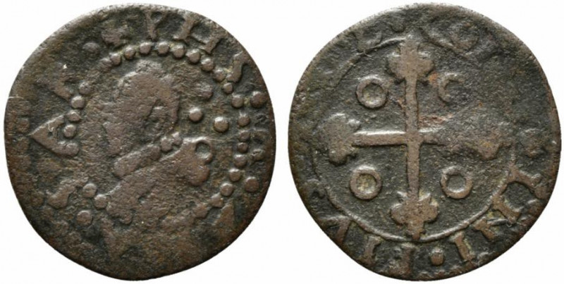 CAGLIARI. Filippo II (1556-1598). Da 3 Cagliaresi. Mi (1,14 g). Busto a sinistra...