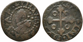 CAGLIARI. Filippo II (1556-1598). Da 3 Cagliaresi. Mi (1,14 g). Busto a sinistra - Croce fogliata. MIR 66. MB