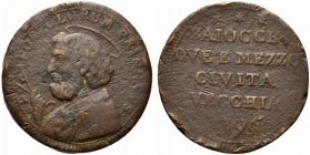 CIVITAVECCHIA. Pio VI (1775-1799). Sampietrino da 2 e 1/2 baiocchi 1796. AE (18,19 g - 29.5 mm). Con cartellino di vecchia raccolta. MB