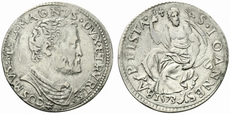 FIRENZE. Cosimo I (1537-1574). Testone 1573 Ag (9.28 g - 30.2 mm). COSMVS MED MA...