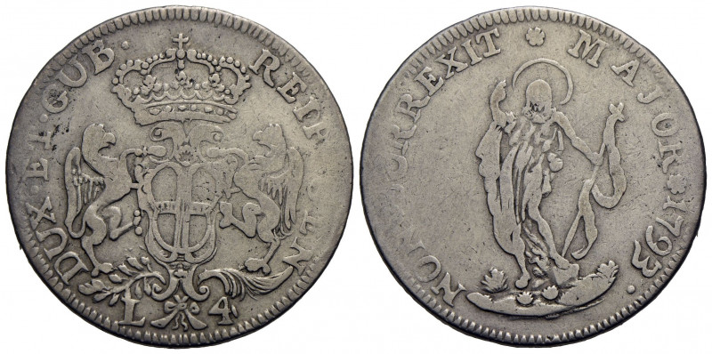 GENOVA . Dogi Biennali (terza fase, 1637-1797) . 4 Lire. 1793 . AG R CNI 12; Mon...