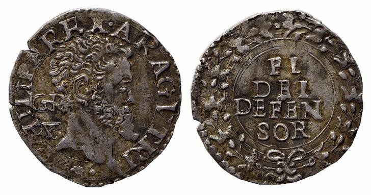 NAPOLI. Filippo II (1554-1598). Carlino Ag (3.01 g - 22,3 mm). PHILIPP REX ARAG ...