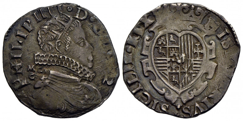 NAPOLI . Filippo IV (1621-1665) . Tarì. 1622 . AG P.R. 30b; MIR 245/3 Sigle MC/C...