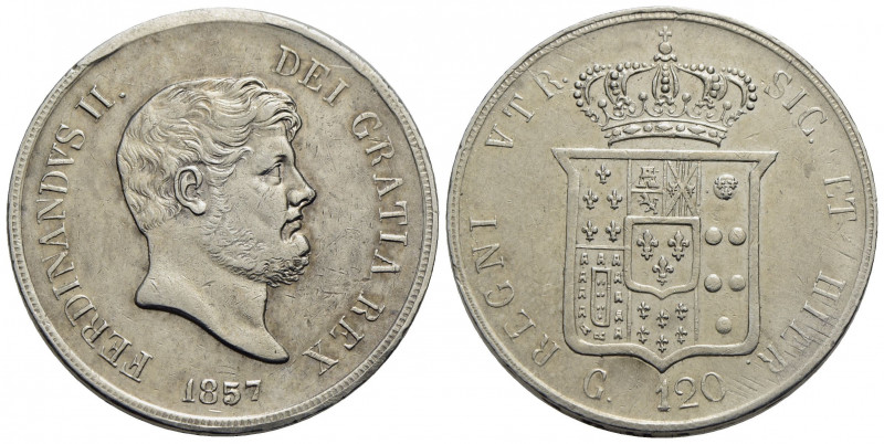 NAPOLI . Ferdinando II di Borbone (1830-1859) . Piastra. 1857 . AG P.R. 86; Mont...