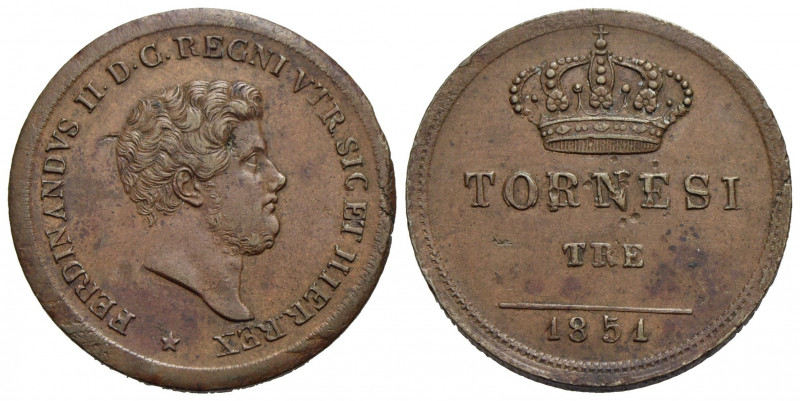 NAPOLI . Ferdinando II di Borbone (1830-1859) . 3 Tornesi. 1851 . CU R P.R. 239;...