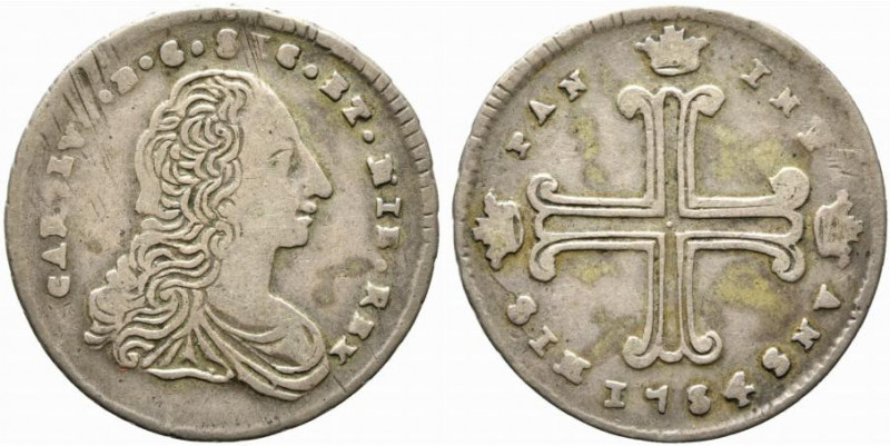 PALERMO. Carlo di Borbone (1734-1759). 3 tarì 1754 Ag (6,48 g - 27,2 mm). Sp.117...