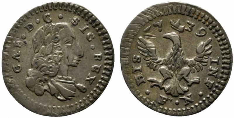 PALERMO. Carlo di Borbone (1734-1759). 1/2 tarì 1739 Ag (1,04 g - 16,5 mm) Sp.13...