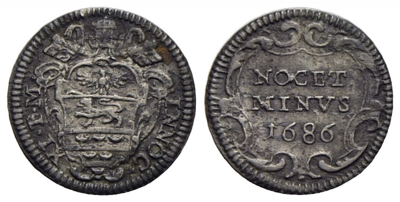 ROMA . Innocenzo XI (1676-1689) . Mezzo grosso. 1686 . AG CNI 146; Munt. 211. qS...