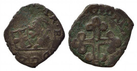 Carlo Emanuele I (1588-1630). Grosso di Piemonte AE (1,22 g - 15,3 mm). Leone con scudo - Croce mauriziana. Biaggi 564; MIR 670. MB+