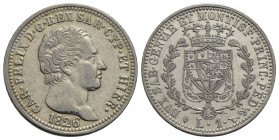 Carlo Felice (1821-1831) . Lira. 1826 T . AG Pag. 100; Mont. 93. BB-SPL