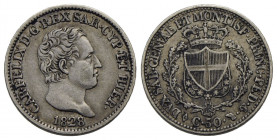 Carlo Felice (1821-1831) . 50 Centesimi. 1828 T (L) . AG Pag. 117; Mont. 115. BB+