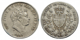 Carlo Felice (1821-1831) . 25 Centesimi. 1829 G . AG R Pag. 122; Mont. 126. BB+